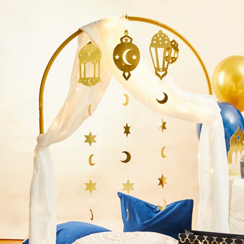 Hootyballoo Gold Ramadan Hanging Card Decorations Islamic Home Decor Pack of 3 - Image 2